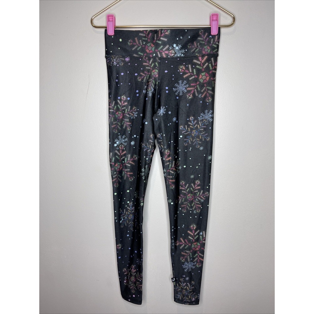 NWT Terez Black Snowflake Glitter Techno Legging Small S
